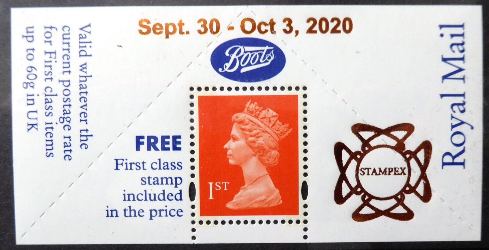 2020 GB - Boots Label - London - Autumn STAMPEX Exhibition MNH